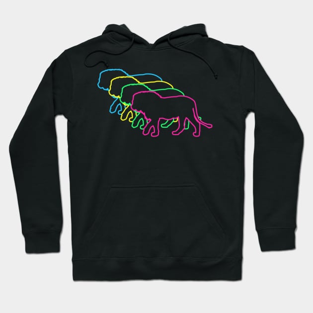 Lion 80s Neon Hoodie by Nerd_art